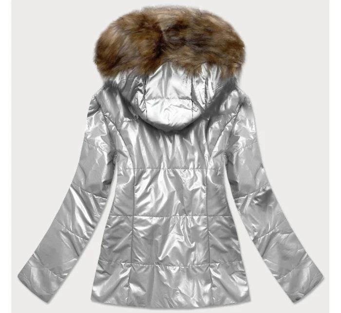 Stříbrná lehká dámská zimní metalická bunda (721art) Stříbrná lehká dámská zimní metalická bunda (721art)