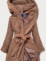 Hnědá dámská bunda "beránek" (GSQ2229)