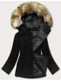 Černá dámská zimní bunda s kapucí (J9-066)