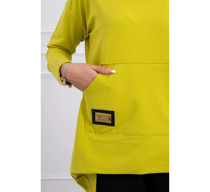 Mikina s dlouhými zády a kapucí kiwi Mikina s dlouhými zády a kapucí kiwi