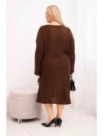 Dámská svetrková šaty Plus Size s mohairovým oversize s kapsou čokoládová Dámská svetrková šaty Plus Size s mohairovým oversize s kapsou čokoládová