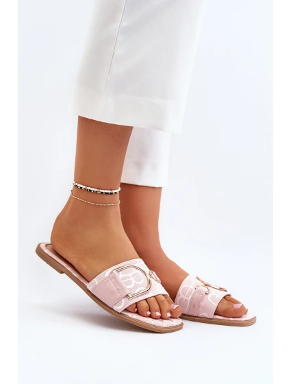 Lesklé Dámské Žabky S Ozdobou Růžové Taleci