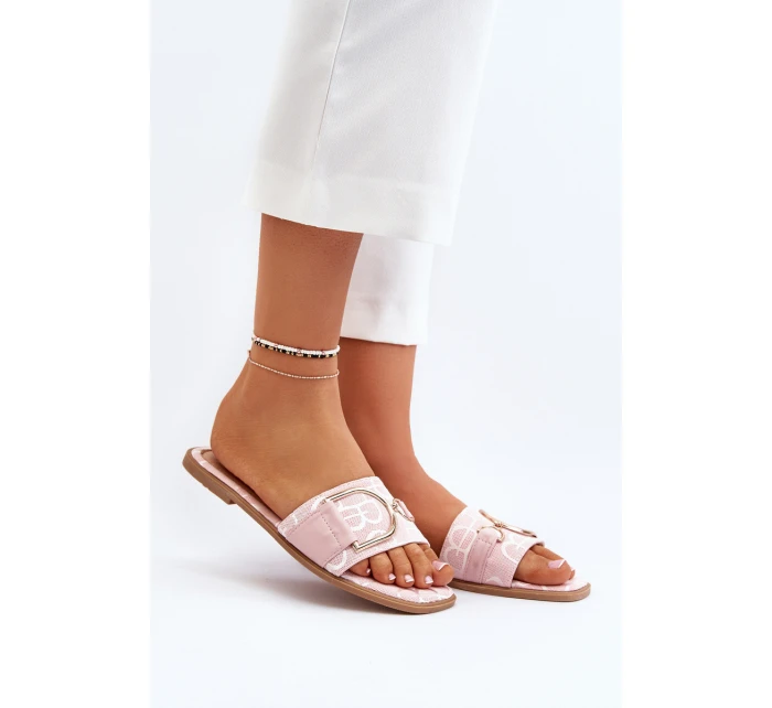 Lesklé Dámské Žabky S Ozdobou Růžové Taleci