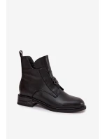 Vytápěné kožené dámské boty s ozdobným detailem černé Briselda