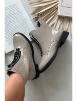 Lakované dámské kotníkové boty z pravé kůže D A model 21713796 108 béžové - D&A