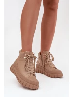 Dámské zateplené kozačky trapery na platformě Camel model 21747749 - Boto Dámské zateplené kozačky trapery na platformě Camel model 21747749 - Boto