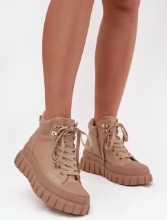 Dámské zateplené kozačky trapery na platformě Camel Carenna