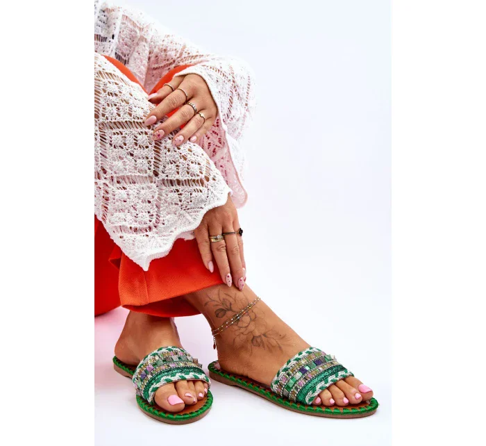 Dámské zdobené pantofle Zelene Bellisa Dámské zdobené pantofle Zelene Bellisa