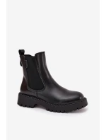 Dámské zateplené kožené boty na zip Big Star – černé