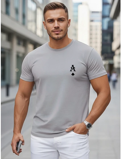 Tshirt męski bawełniany z nadrukiem AS szary model 22305547 - FashionStreet