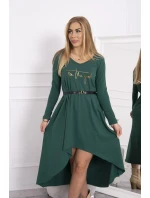 Šaty s ozdobným páskem a nápisem tmavě zelené Šaty s ozdobným páskem a nápisem tmavě zelené
