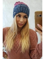 Fleecová čepice Dolores K303 denim+růžová+tmavě fialová Fleecová čepice Dolores K303 denim+růžová+tmavě fialová