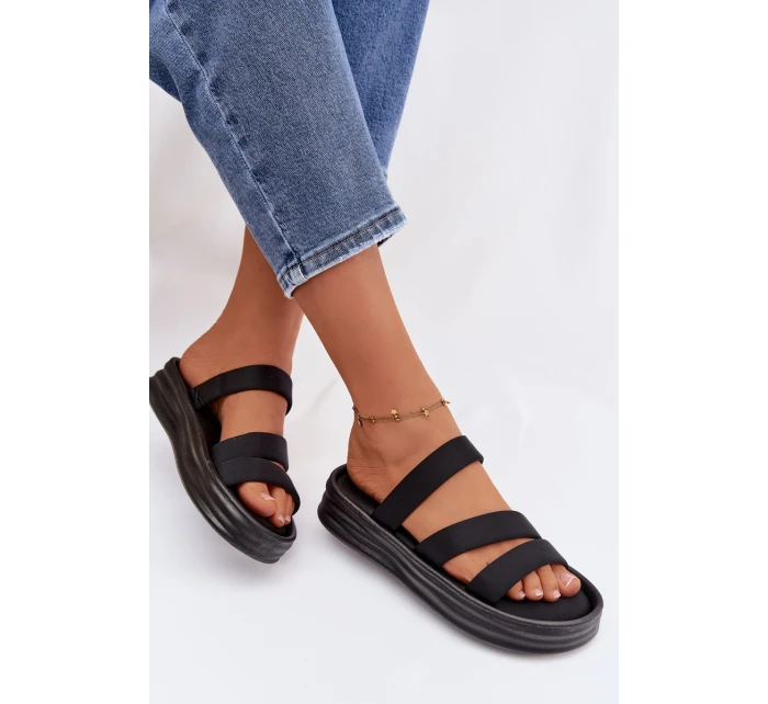 dámské pantofle na platformě s pásky Černé model 21943290 - Boto