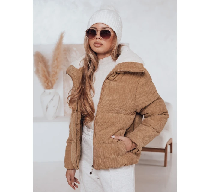 Dámská zimní manšestrová bunda TRENDYGLAM tmavě béžová FashionStreet TY4359