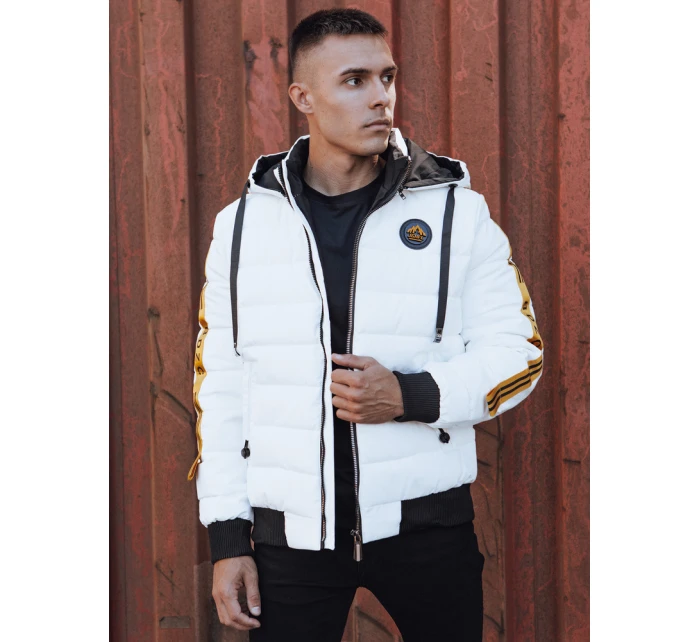 Pánská prošívaná zimní bunda s kapucí bílá FashionStreet TX4865