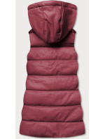 Teplá dámská vesta ve vínové bordó barvě z eko kůže (D-3231-67)