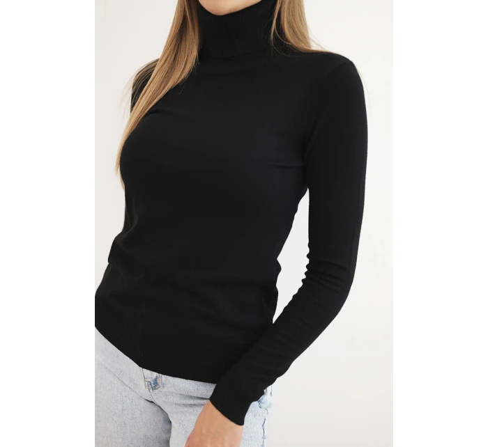 Dámský svetr z viskózy s rolákem a dlouhým rukávem černý Dámský svetr z viskózy s rolákem a dlouhým rukávem černý