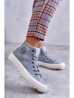 Dámské Kožené Teplé Tenisky Big Star EE274115 Světle Modré Dámské Kožené Teplé Tenisky Big Star EE274115 Světle Modré