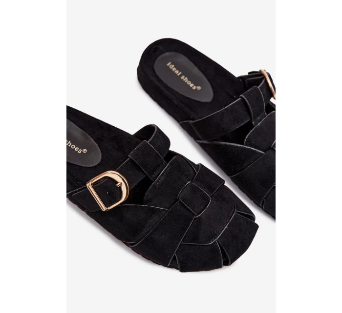 Dámské Mule S Pásky A Zlatou Přezkou Černé Ganelle Dámské Mule S Pásky A Zlatou Přezkou Černé Ganelle