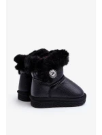 Černé Bessie Zateplené Sněhule S Kožešinou