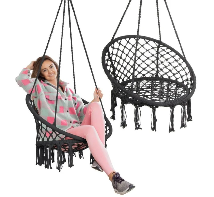 Závěsné sedadlo DRAGON HAMMOCK 80x60 cm tmavě šedé barvy