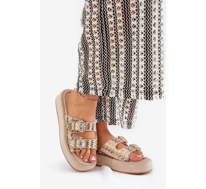 Dámské Sandały Na Platformě S Přezkami A Khaki model 21688844 - Boto