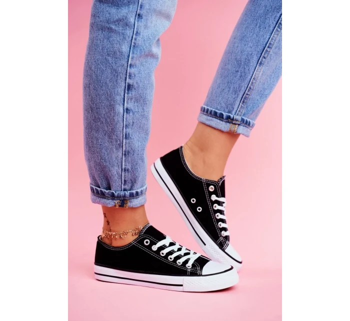 Dámské Klasické Tenisky Černé S Bílou Podešví Omerta Dámské Klasické Tenisky Černé S Bílou Podešví Omerta