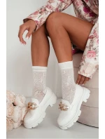 Dámské Ažurové Ponožky CC Ecru Dámské Ažurové Ponožky CC Ecru