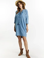 Džínové šaty s kapsami DRE2850 modré - Monnari