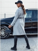 Dámský podzimní dlouhý kabát CELESTIA světle šedý FashionStreet NY0684