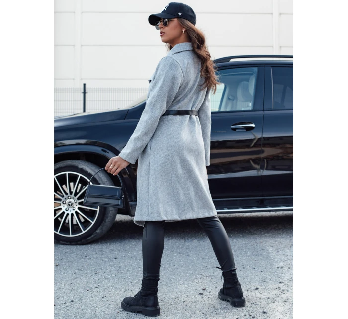Dámský podzimní dlouhý kabát CELESTIA světle šedý FashionStreet NY0684
