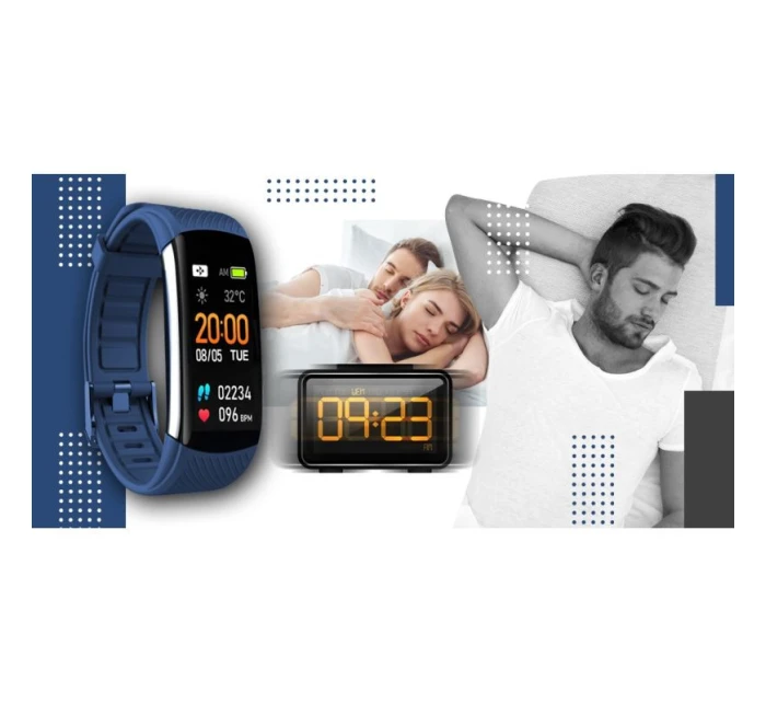 GIEWONT Smartwatch černé a námořnické modré 2 pruhy GW200-6