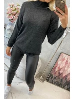 Poloviční svetr s rolákem grafitový