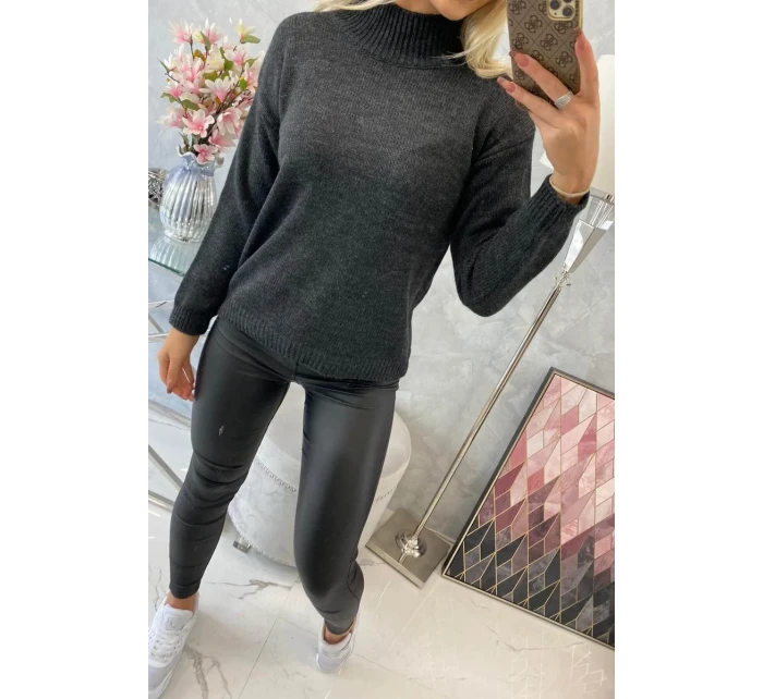 Poloviční svetr s rolákem grafitový