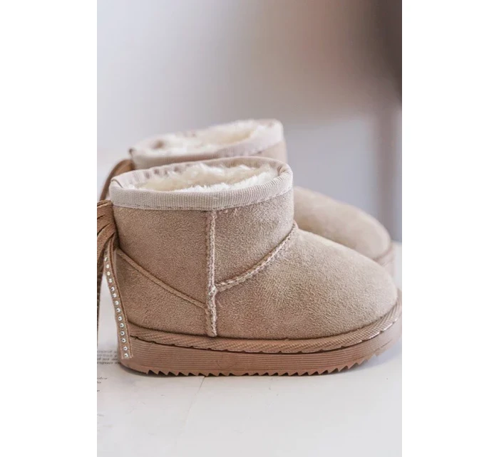 Dětské zateplené sněhule s třásněmi, béžová Mikyla