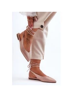 Dámské vázané baleríny s kamínky 6140 Béžová - Diamantique