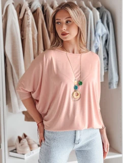 Dámská máslová halenka oversize s přívěskem LUZVIA powder pink FashionStreet RY2774