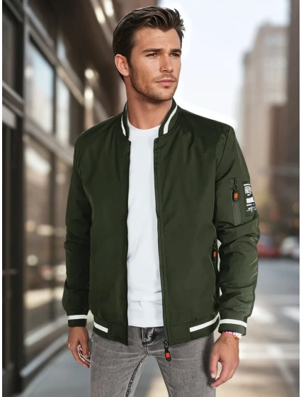 Pánská přechodná bunda bomber zelená FashionStreet TX5024 Pánská přechodná bunda bomber zelená FashionStreet TX5024
