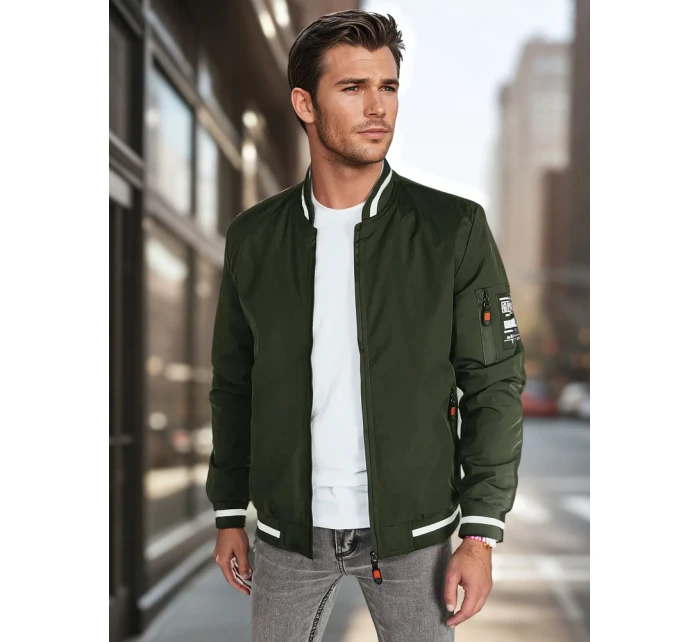Pánská přechodná bunda bomber zelená FashionStreet TX5024 Pánská přechodná bunda bomber zelená FashionStreet TX5024