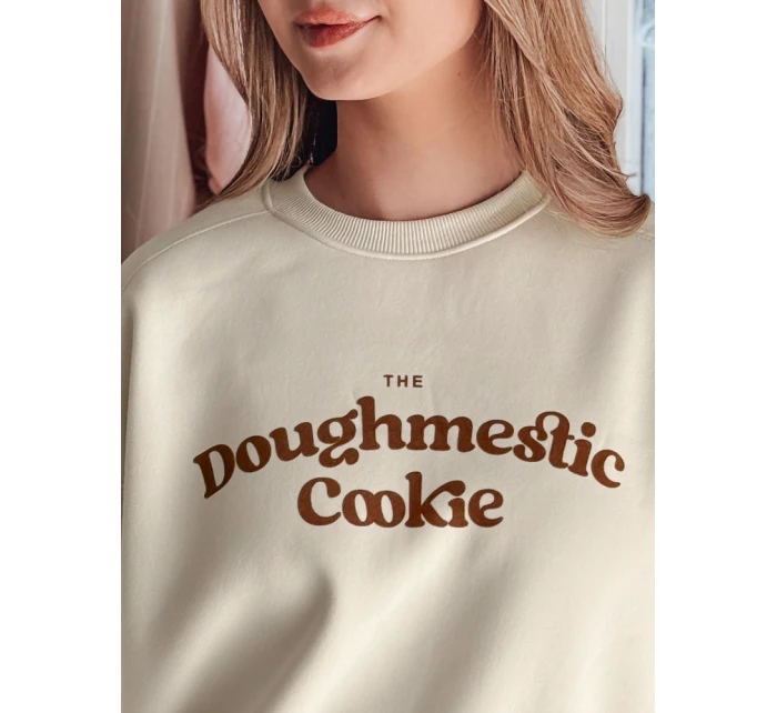 Dámská oversize mikina s potiskem COOKIES světle béžová FashionStreet BY1446