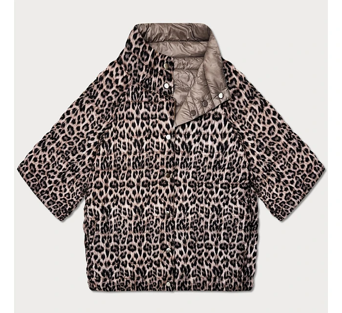 Oboustranná dámská bunda plus size s 3/4 rukávy Goodlookin cocoa/panther (M6-6308-358) Oboustranná dámská bunda plus size s 3/4 rukávy Goodlookin cocoa/panther (M6-6308-358)