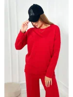 Bavlněný komplet Mikina + Kalhoty s širokými nohavicemi červený Bavlněný komplet Mikina + Kalhoty s širokými nohavicemi červený