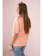 Bavlněná halenka s potiskem srdce losos