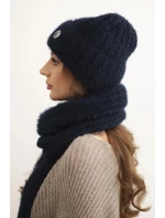 Dámská souprava čepice a dlouhý šál z měkké příze modrý