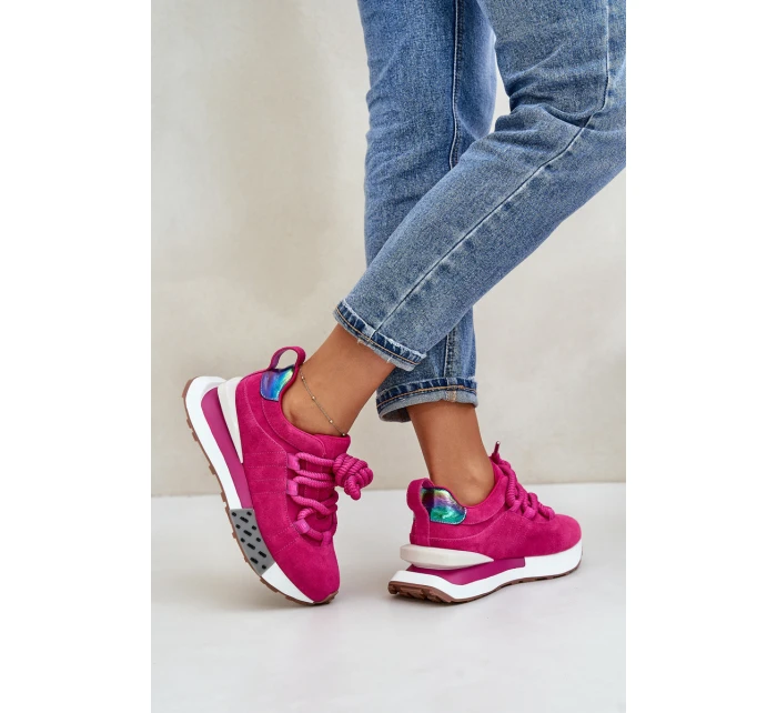 Dámské Zamszové Tenisky Na Platformě S Šněrováním Fuchsie Artiker model 21671689 - Boto Dámské Zamszové Tenisky Na Platformě S Šněrováním Fuchsie Artiker model 21671689 - Boto