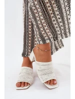 Dámské Pantofle S Pletením Na Podpatku Bílé model 21689432 - Boto Dámské Pantofle S Pletením Na Podpatku Bílé model 21689432 - Boto