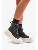 Kožené Zateplené Tenisky Na Masivní Platformě Big Star Černé Kožené Zateplené Tenisky Na Masivní Platformě Big Star Černé