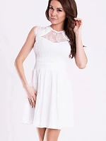 Dámské společenské šaty s rozšířenou sukní EMAMODA bílé - Bílá / S - YNS