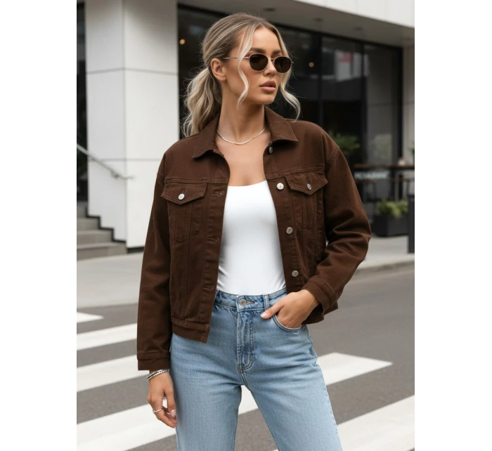 Dámská hnědá džínová bunda FashionStreet TY5343 Dámská hnědá džínová bunda FashionStreet TY5343