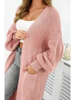 Svetr dlouhý kardigan pudrově růžová